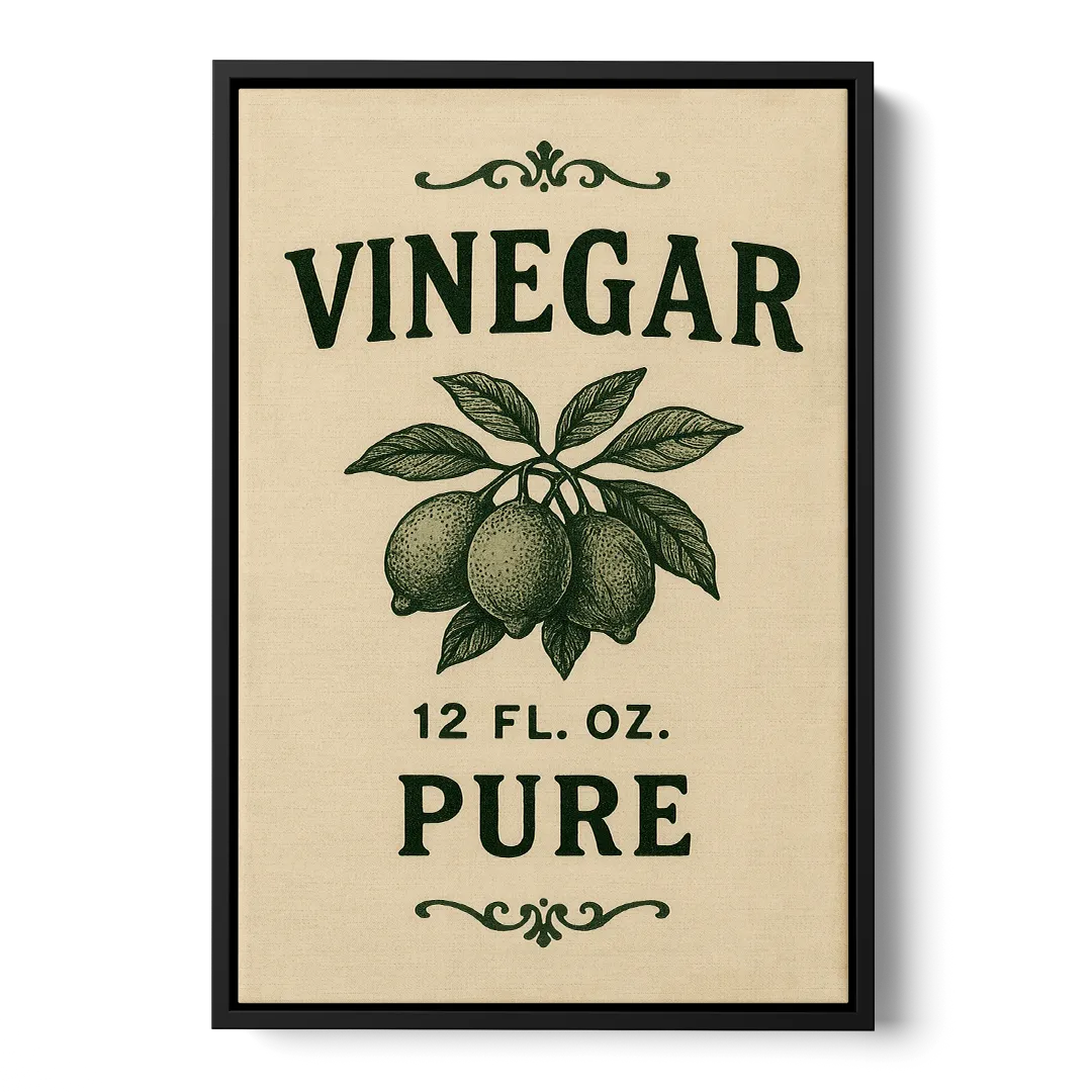 Vintage Pure Vinegar Front - Black Canvas Wall Art