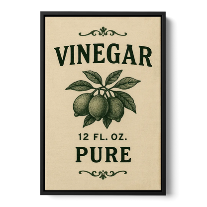Vintage Pure Vinegar Front - Black Canvas Wall Art