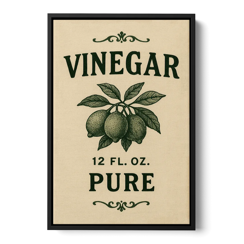 Vintage Pure Vinegar Front - Black Canvas Wall Art