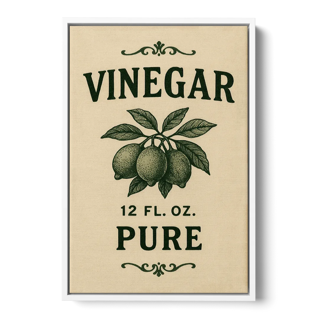 Vintage Pure Vinegar Front - White Canvas Wall Art