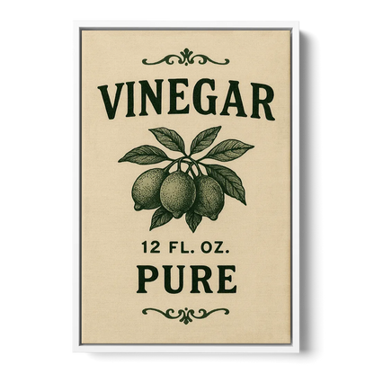 Vintage Pure Vinegar Front - White Canvas Wall Art