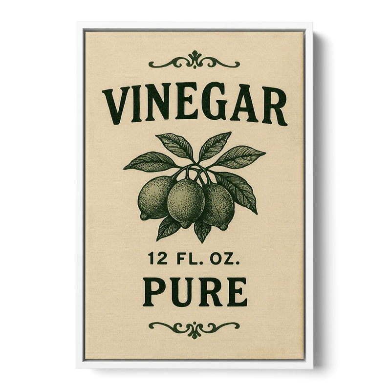 Vintage Pure Vinegar Front - White Canvas Wall Art