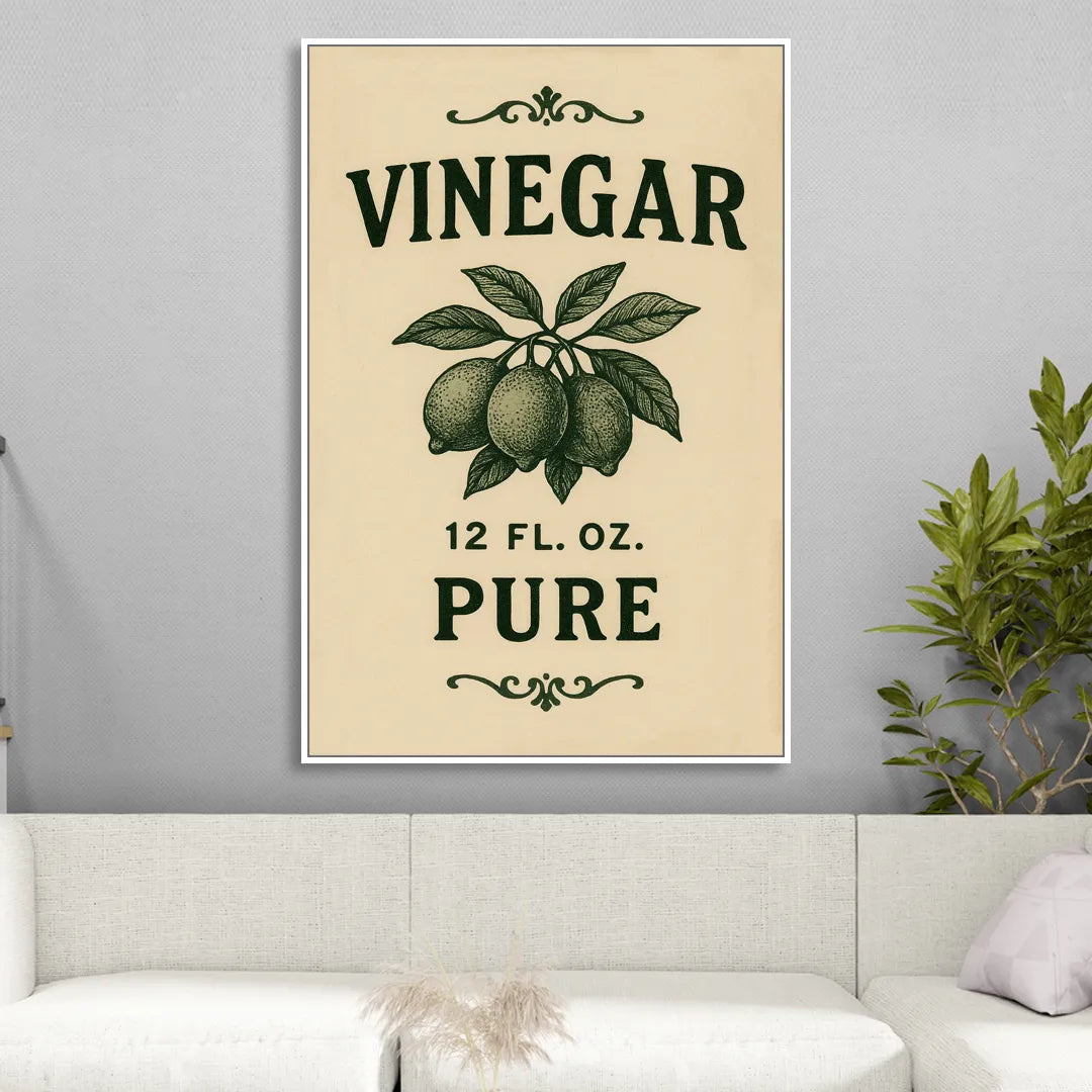 Vintage Pure Vinegar Living Room - White Canvas Wall Art