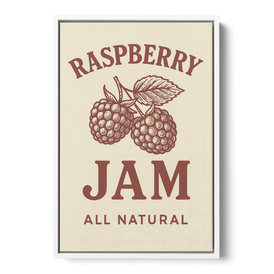 Vintage Raspberry Jam - White Framed Canvas Wall Art - Front