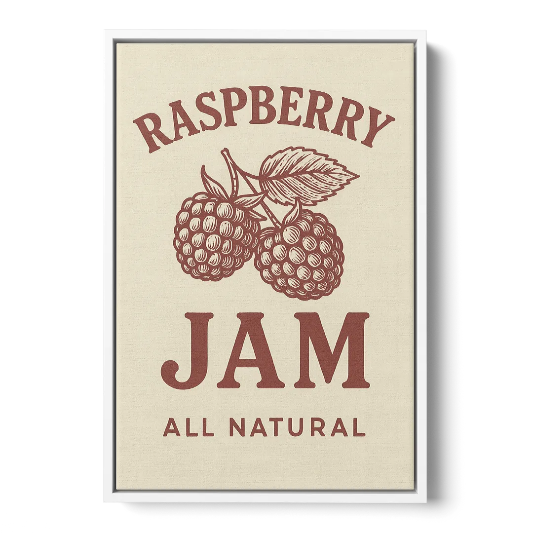 Vintage Raspberry Jam Front - White Canvas Wall Art