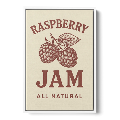 Vintage Raspberry Jam Front - White Canvas Wall Art