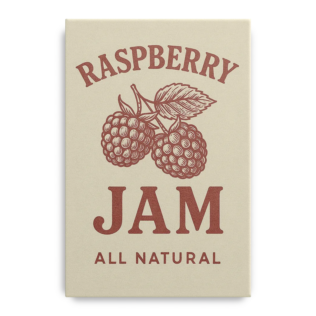 Vintage Raspberry Jam Front - Canvas Wall Art