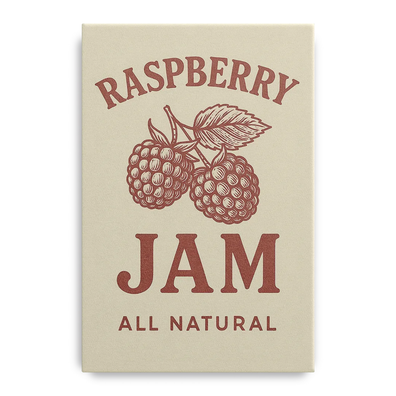 Vintage Raspberry Jam Front - Canvas Wall Art
