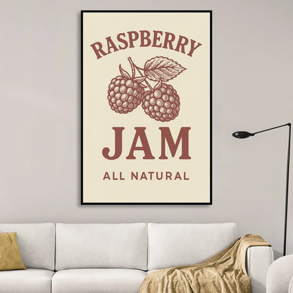 Vintage Raspberry Jam Living Room - Black Canvas Wall Art