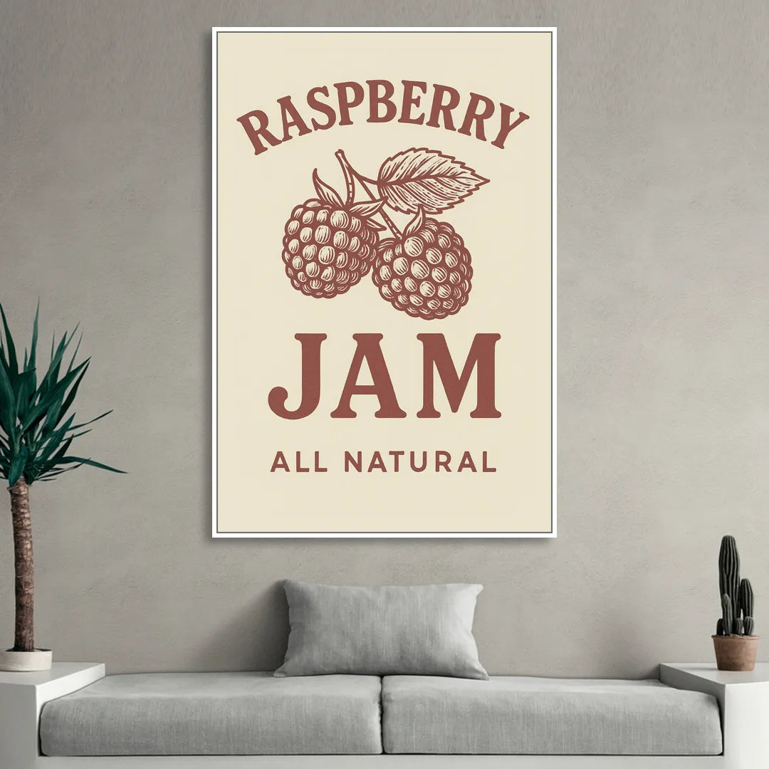 Vintage Raspberry Jam Living Room - White Canvas Wall Art