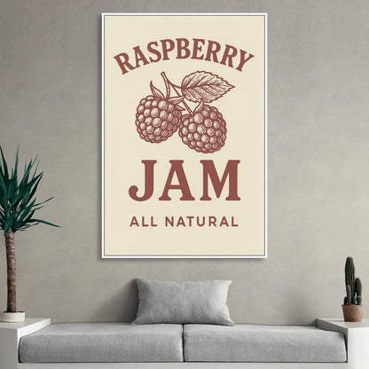Vintage Raspberry Jam Living Room - White Canvas Wall Art