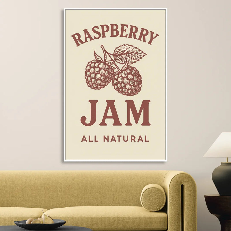 Vintage Raspberry Jam Sitting Room - White Canvas Wall Art