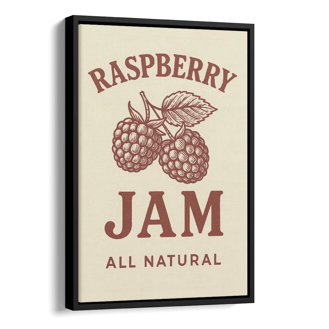 Vintage Raspberry Jam Side - Black Canvas Wall Art