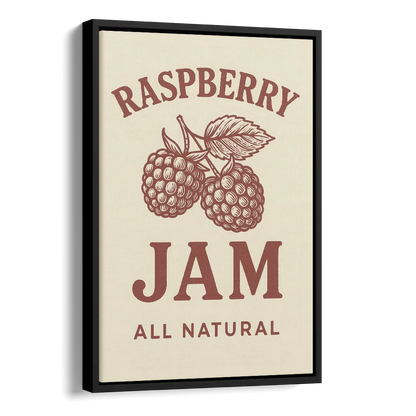Vintage Raspberry Jam Side - Black Canvas Wall Art