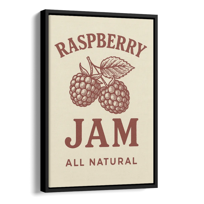 Vintage Raspberry Jam Side - Black Canvas Wall Art