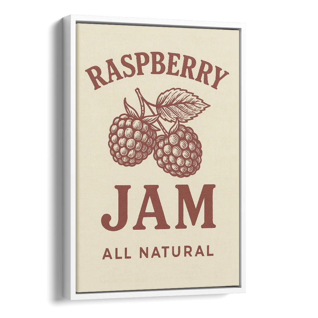 Vintage Raspberry Jam Side - White Canvas Wall Art