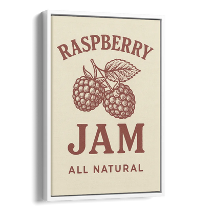 Vintage Raspberry Jam Side - White Canvas Wall Art