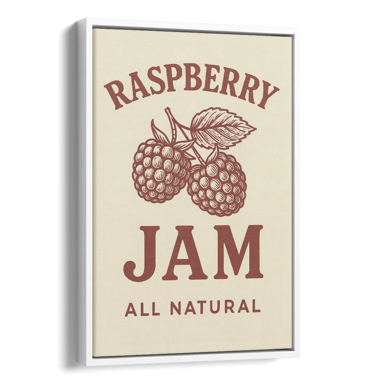 Vintage Raspberry Jam Side - White Canvas Wall Art