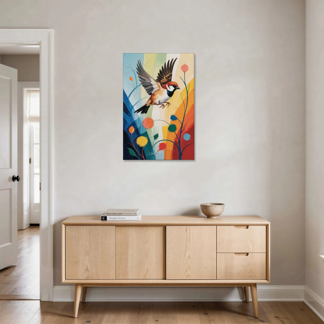 Vintage Sparrow Silhouette - Canvas Wall Art - Coffee Table - 24x36
