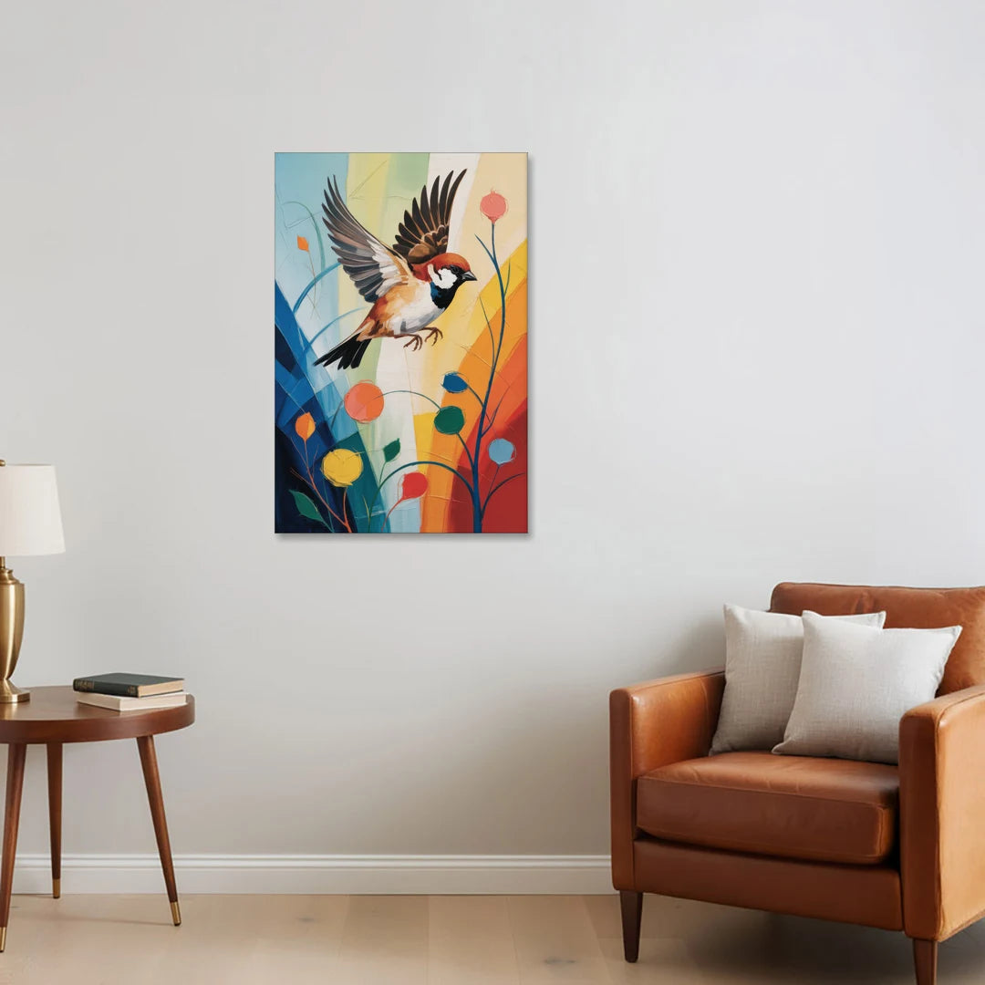 Vintage Sparrow Silhouette - Canvas Wall Art - Sofa - 24x36