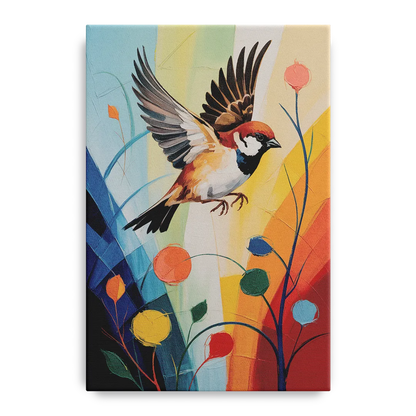 Vintage Sparrow Silhouette - Canvas Wall Art