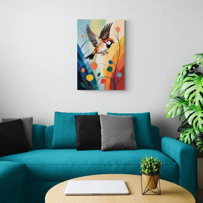 Vintage Sparrow Silhouette - Canvas Wall Art Living Room