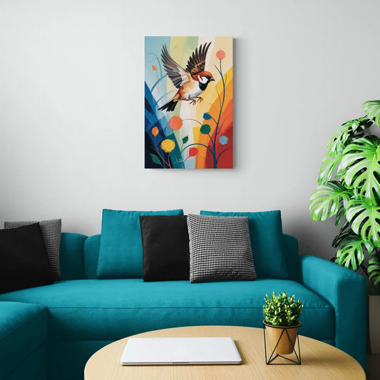 Vintage Sparrow Silhouette - Canvas Wall Art Living Room