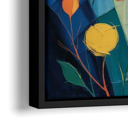 Vintage Sparrow Silhouette - Close-Up Black Frame Canvas