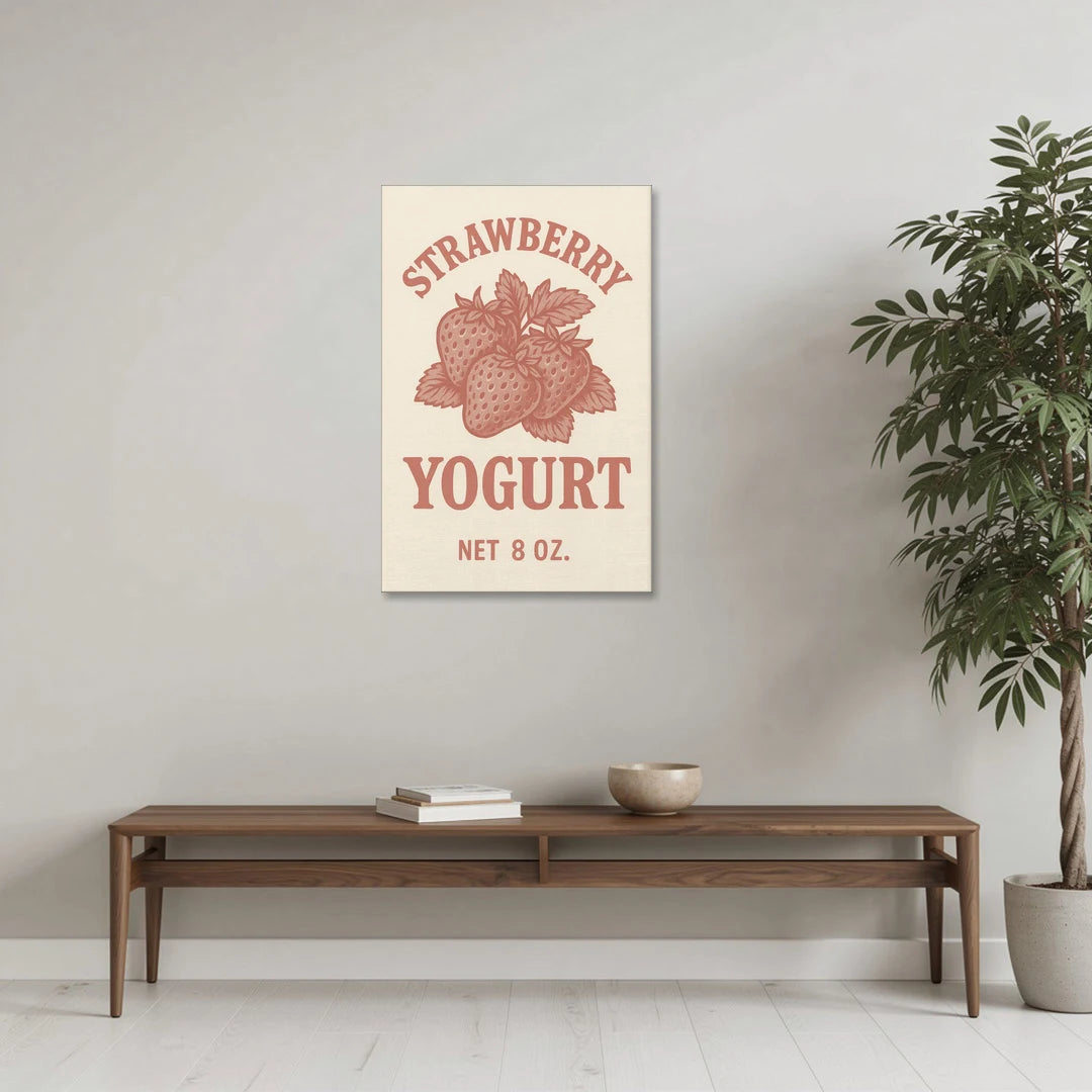 Vintage Strawberry Yogurt - Canvas Wall Art - Coffee Table - 24x36
