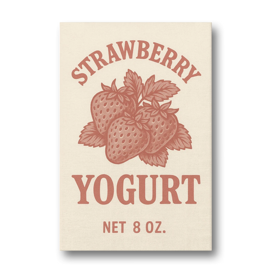 Vintage Strawberry Yogurt - Canvas Wall Art - Front