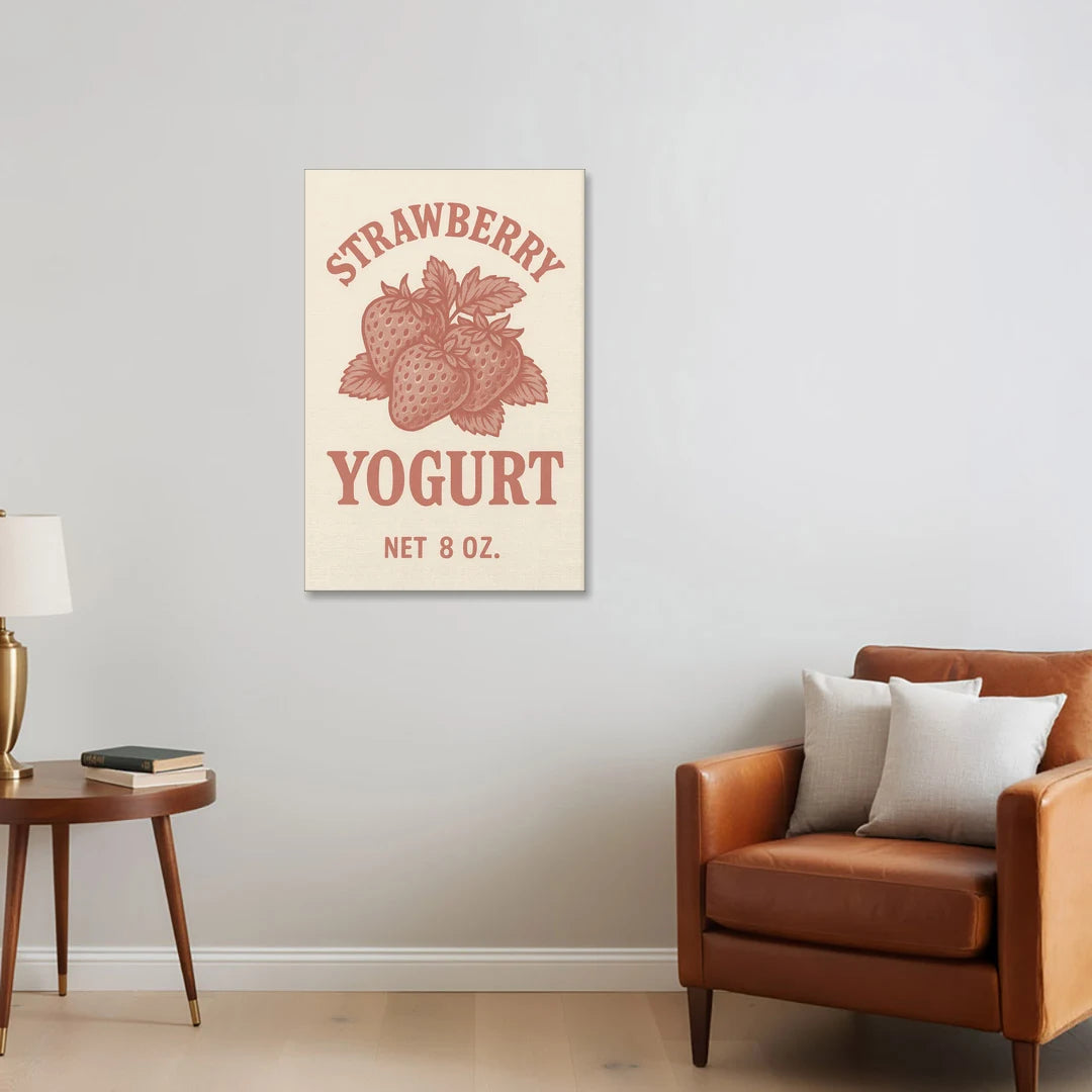 Vintage Strawberry Yogurt - Canvas Wall Art - Sofa - 24x36