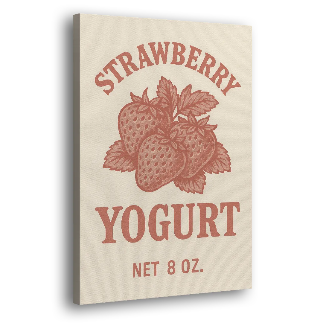 Vintage Strawberry Yogurt Side - Canvas Wall Art