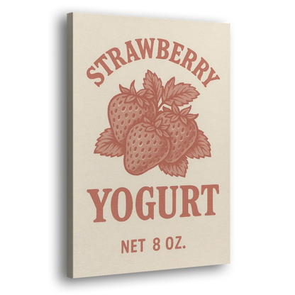 Vintage Strawberry Yogurt Side - Canvas Wall Art