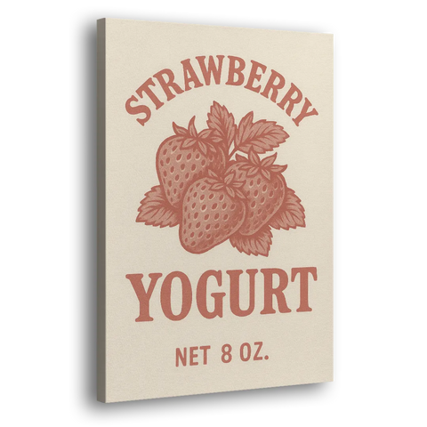 Vintage Strawberry Yogurt - Canvas Wall Art