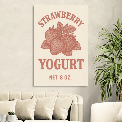 Vintage Strawberry Yogurt Living Room - Canvas Wall Art