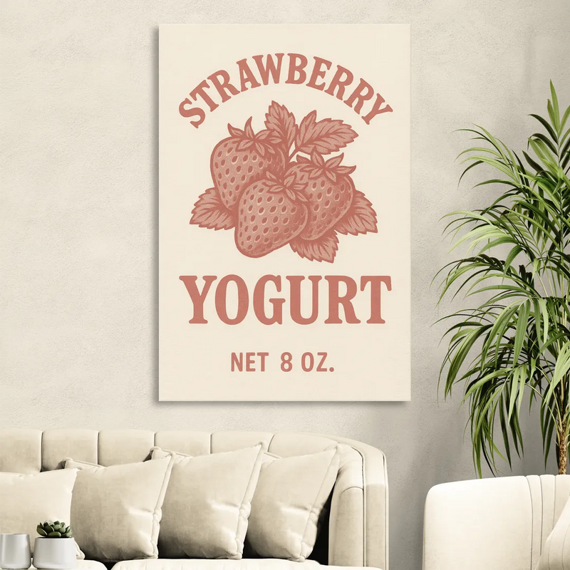 Vintage Strawberry Yogurt Living Room - Canvas Wall Art