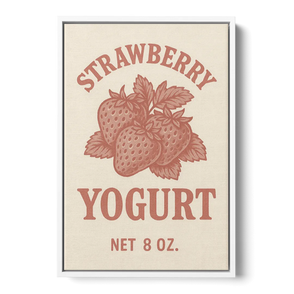 Vintage Strawberry Yogurt Front - White Canvas Wall Art