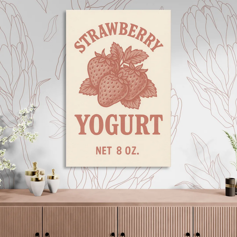 Vintage Strawberry Yogurt Sitting Room - Canvas Wall Art