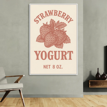 Vintage Strawberry Yogurt Sitting Room - White Canvas Wall Art