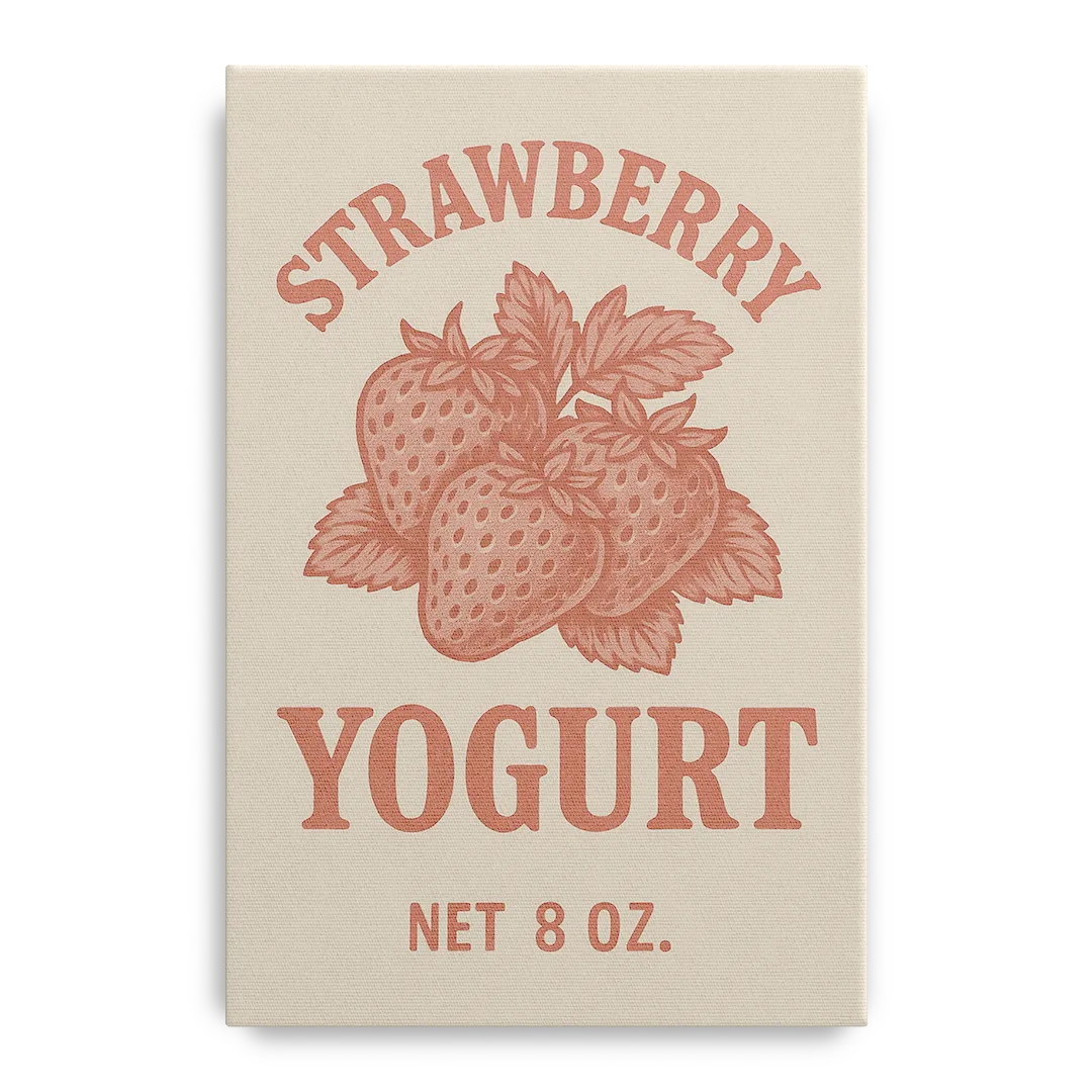Vintage Strawberry Yogurt Front - Canvas Wall Art