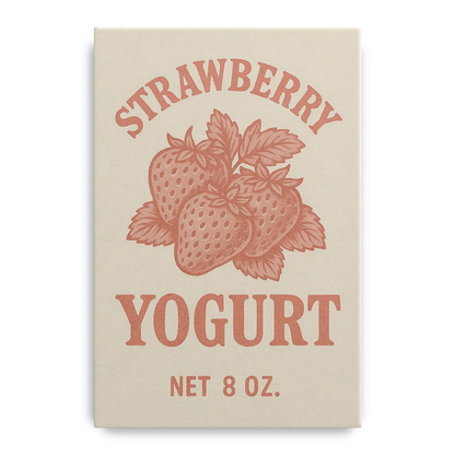 Vintage Strawberry Yogurt Front - Canvas Wall Art