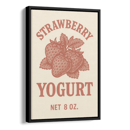 Vintage Strawberry Yogurt Side - Black Canvas Wall Art