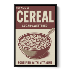 Vintage Sugar Sweetened Cereal - Black Framed Canvas Wall Art - Front