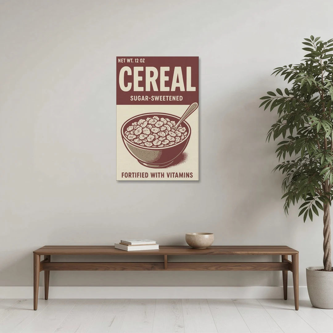 Vintage Sugar Sweetened Cereal - Canvas Wall Art - Coffee Table - 24x36
