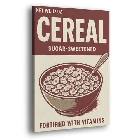 Vintage Sugar Sweetened Cereal - Canvas Wall Art - Side
