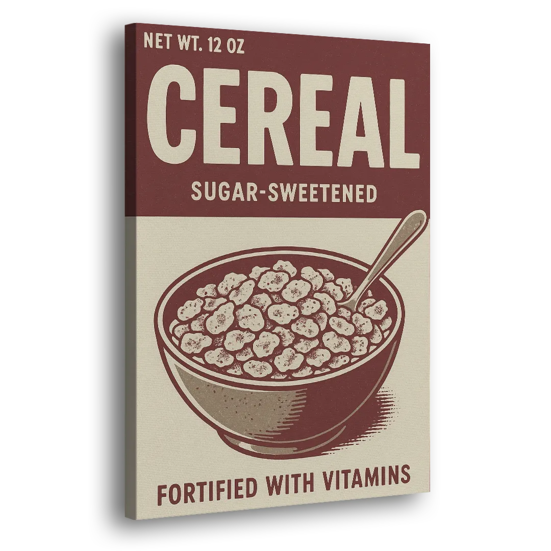 Vintage Sugar Sweetened Cereal Side - Canvas Wall Art