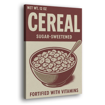 Vintage Sugar Sweetened Cereal Side - Canvas Wall Art