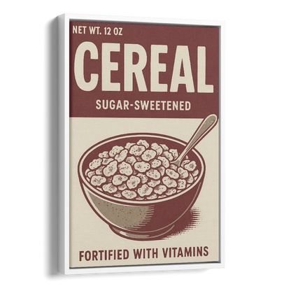 Vintage Sugar Sweetened Cereal Side - White Canvas Wall Art