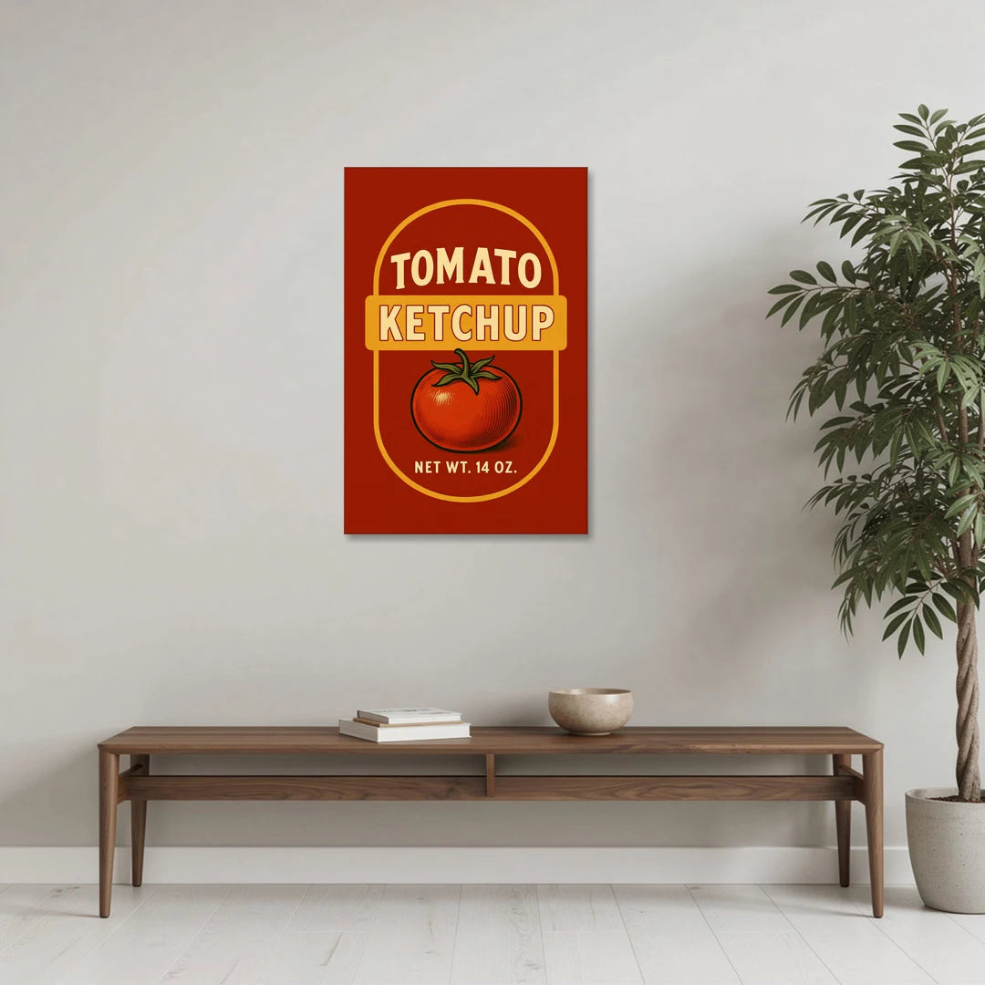 Vintage Tomato Ketchup - Canvas Wall Art - Coffee Table - 24x36
