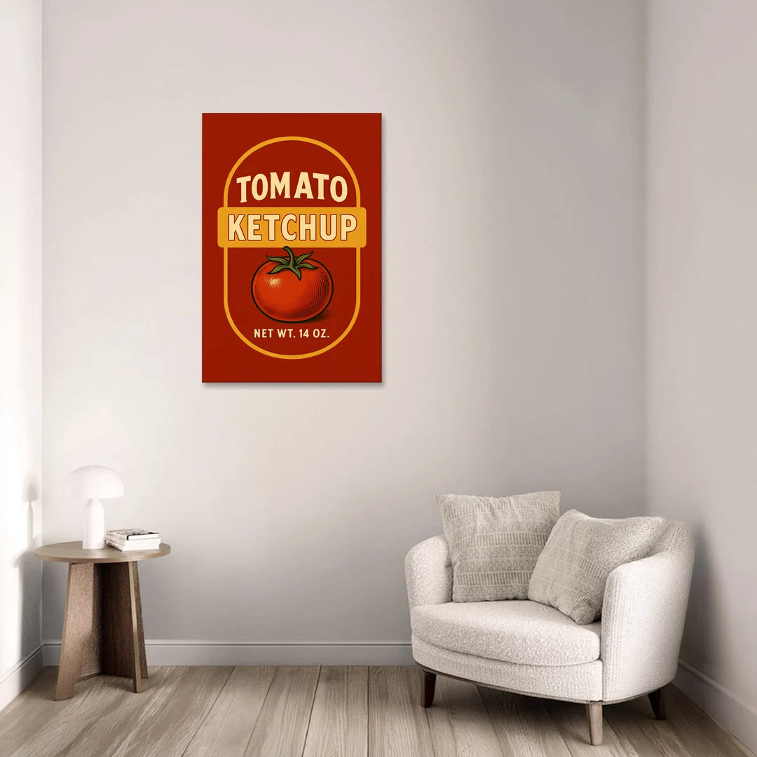Vintage Tomato Ketchup - Canvas Wall Art - Sofa - 24x36